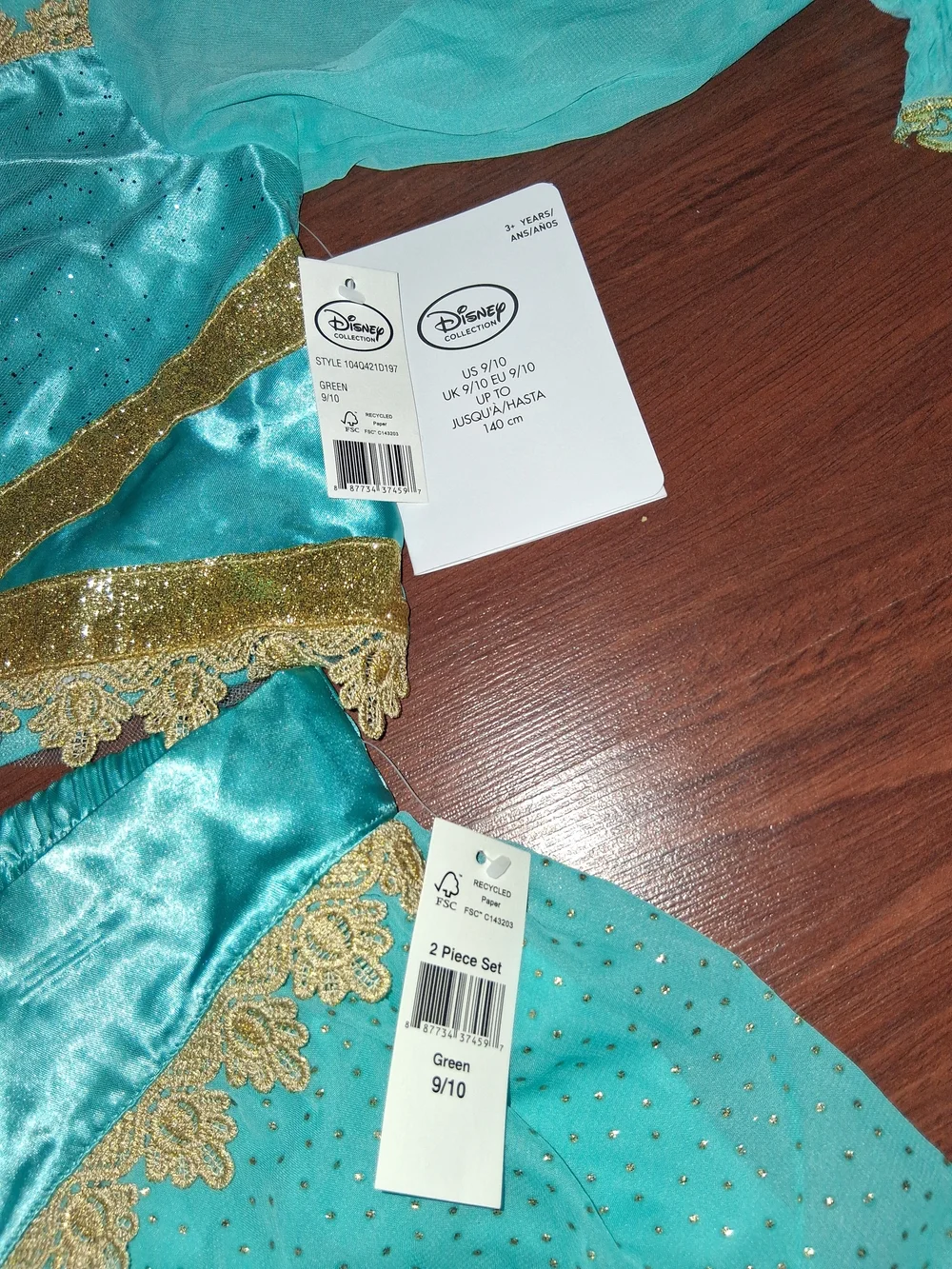 Disney Teal and Gold Princess Jasmine Costume - Picture 2 of 3
